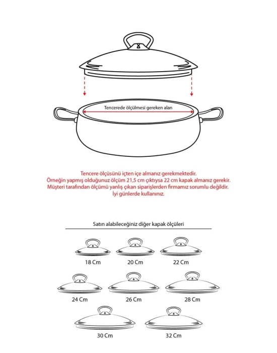 32 Cm Tencere & Tava & Sahan için Metal Kulplu Cam Kapak (TÜM TENCERELERE UYUMLUDUR)