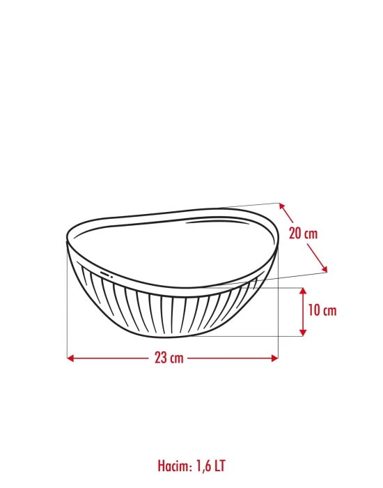 Akrilik Barok Mürdüm Orta Boy Oval Meyve & Salata Kasesi & Karıştırma Kabı / 1,6 Lt  (CAM DEĞİLDİR)