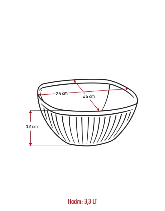 Akrilik Barok Lacivert Büyük Kare Meyve & Salata Kasesi & Karıştırma Kabı / 3,3 Lt  (CAM DEĞİLDİR)