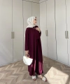 Ahsen Kimona Takım 3lu Set - Bordo