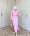 Asil Yan Detaylı Elbise - Pembe