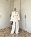 Kayyum Taşlı Takım - Krem