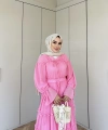 Ümma Şifon Elbise -Pembe