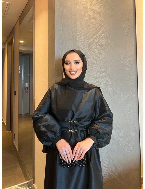 Dessi Tafta Elbise - Siyah