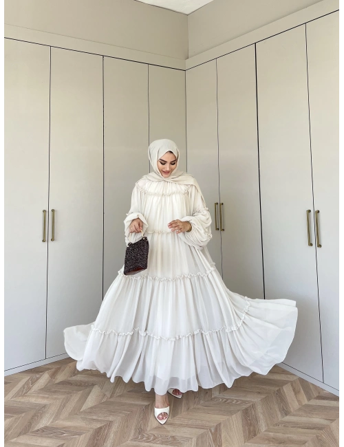 Esso Şifon Elbise - Krem