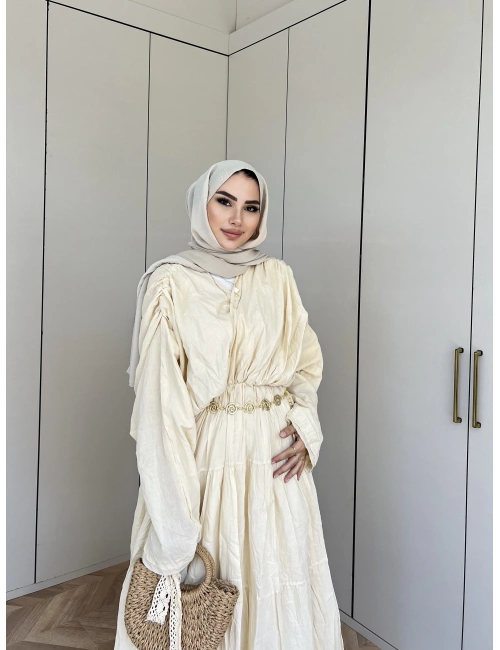 Ema Vual Elbise - Bej