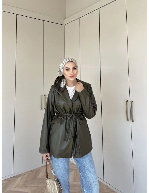 Zra Deri Ceket - Yeşil