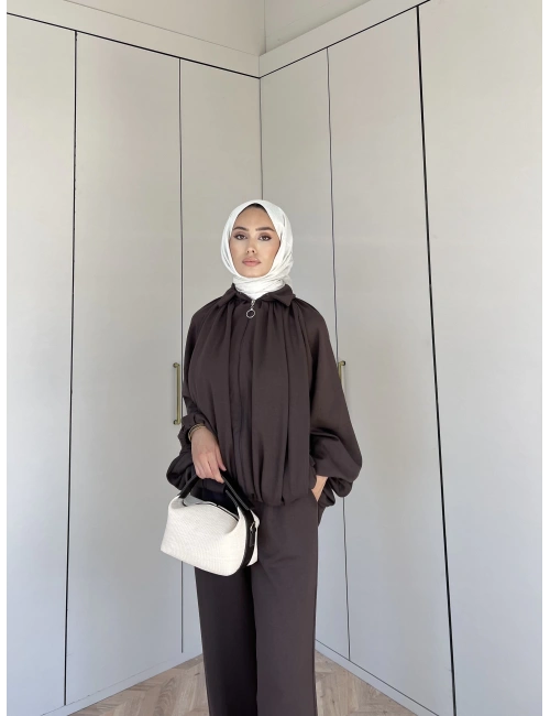 Ayşan Oversize Takım - Kahve