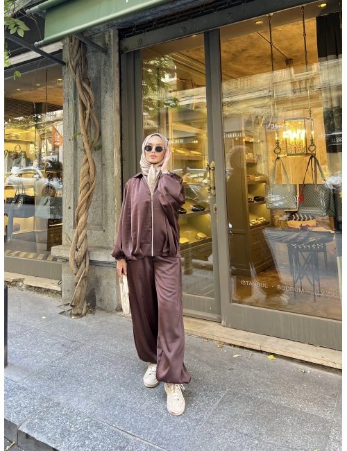 İdil Saten Takım - Kahve