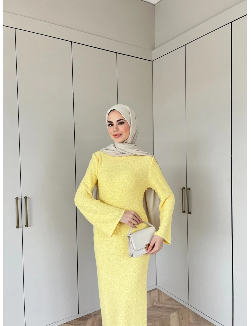 Ponpon Elbise - Sarı