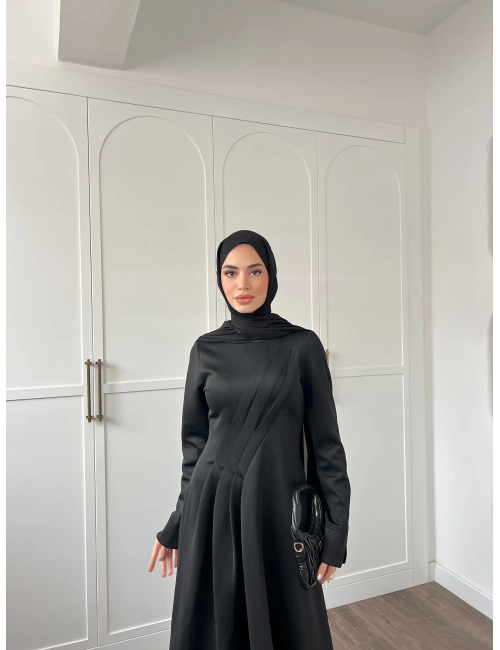 Şila Scuba Elbise -Siyah