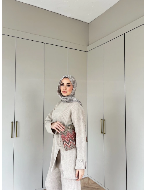 Vadi Düğmeli Takım - Bej