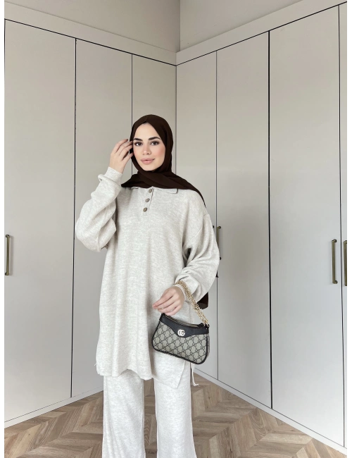 Polo Yaka Triko Takım - Bej