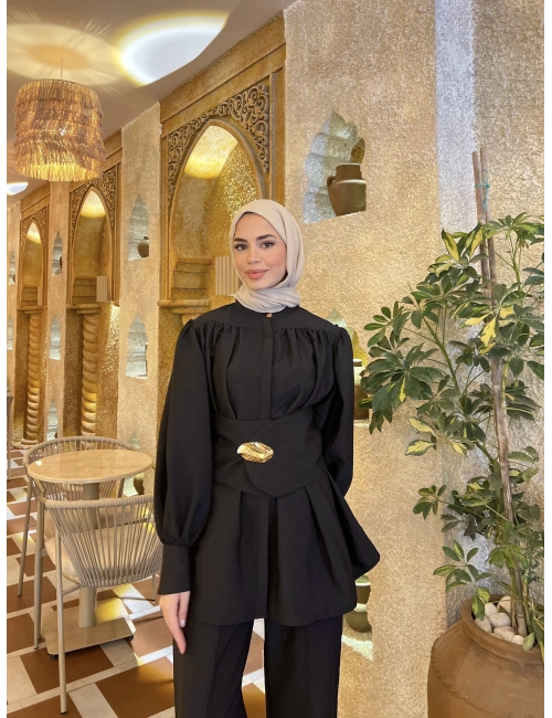 Bella Bel Kuşaklı Takım - Siyah