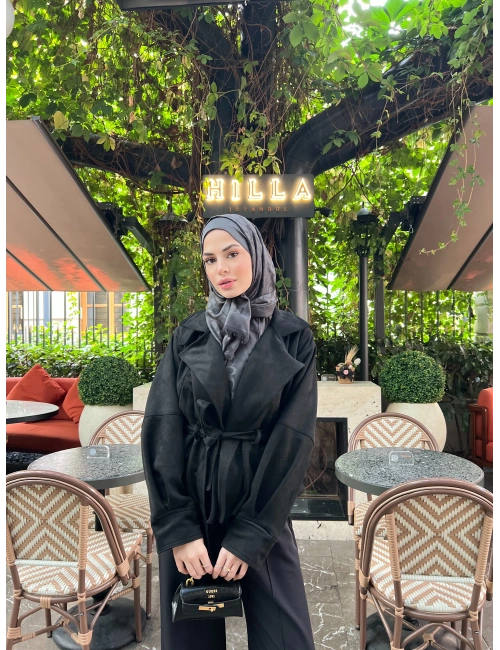 Midi Suet Ceket - Siyah