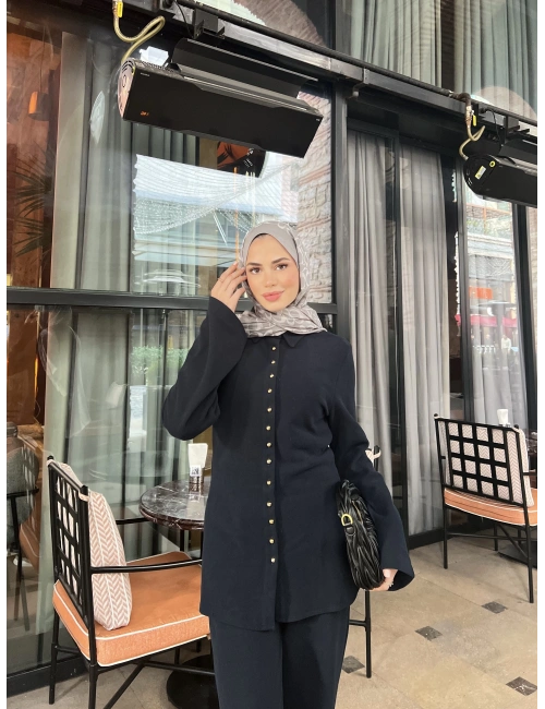 Melisa Düğmeli Takım - Lacivert