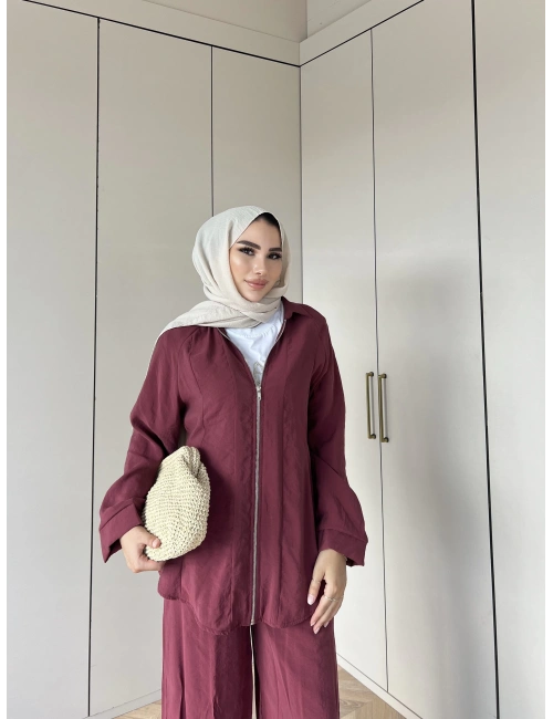 Adal Fermuarlı Takım - Bordo