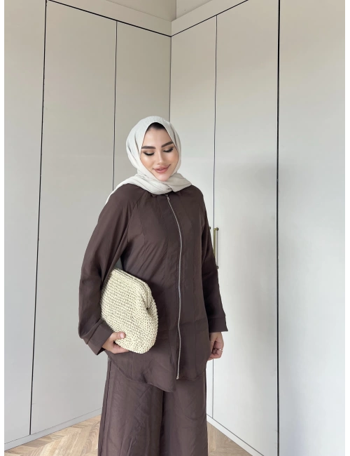 Adal Fermuarlı Takım - Kahve