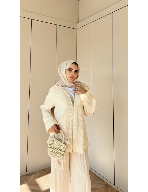 Adal Fermuarlı Takım - Krem