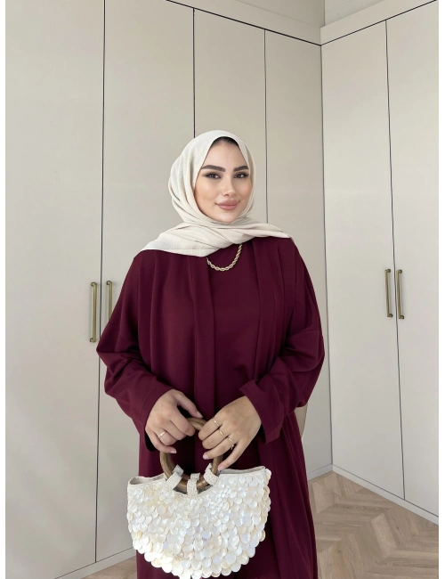 Ahsen Kimona Takım 3lu Set - Bordo