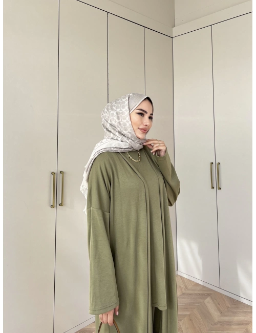 Ahsen Kimona Takım 3lu Set - Yağ Yeşil