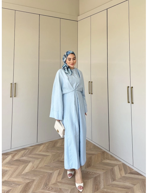 Berna Bağlamalı Elbise - Mavi