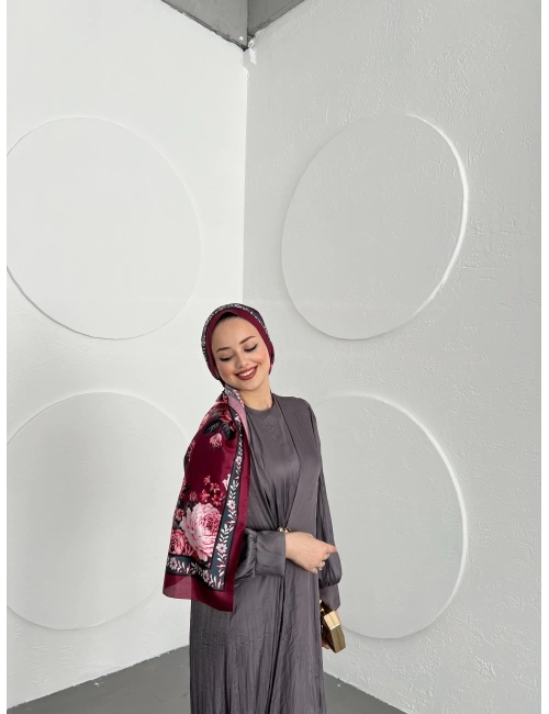 Broşlu Aden Elbise - Antrasit