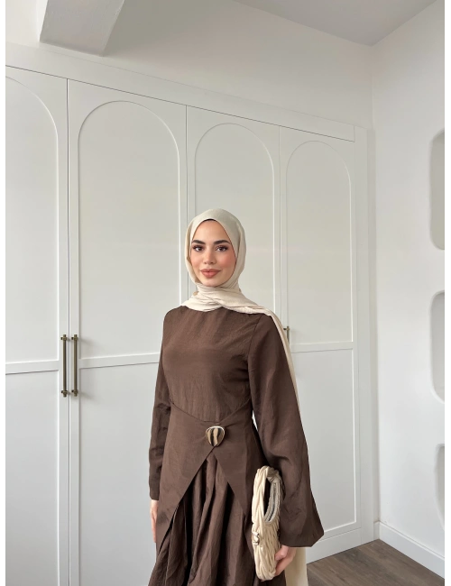 Carla Qupra Piliseli Elbise - Kahve