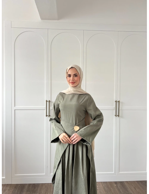 Carla Qupra Piliseli Elbise -Çağla