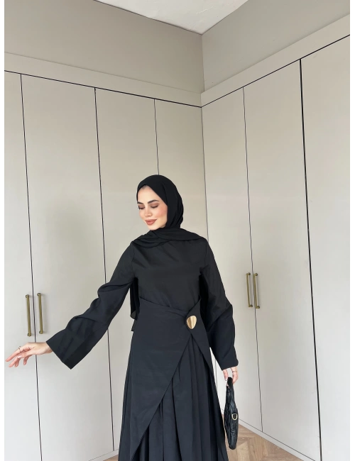 Carla Qupra Piliseli Elbise - Siyah