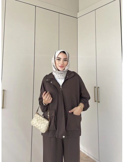 Cep Detaylı Oysho Takım - Kahve