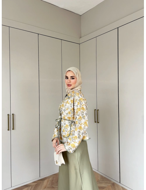 Çiçekli Etnik Desen Lema Ceket