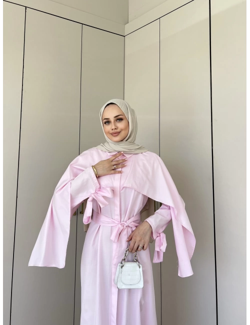 Eda Pelerinli Elbise - Pembe