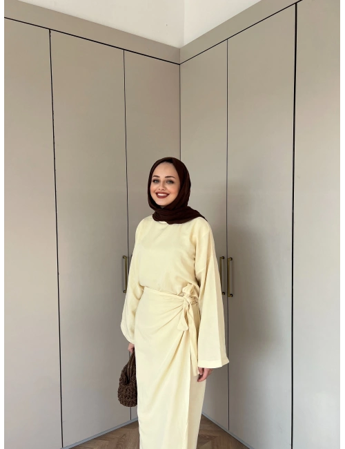 Ela Çapraz Etekli Takım -Sarı