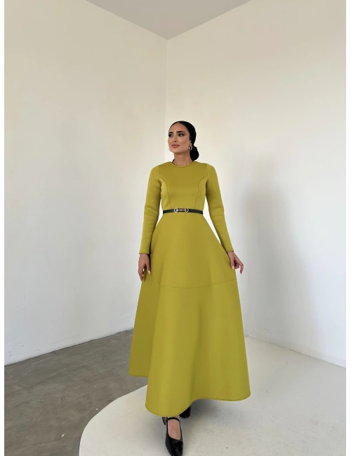 Elin Puf Elbise Yağ Yeşili