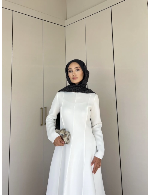 Ella Puf Elbise - Beyaz