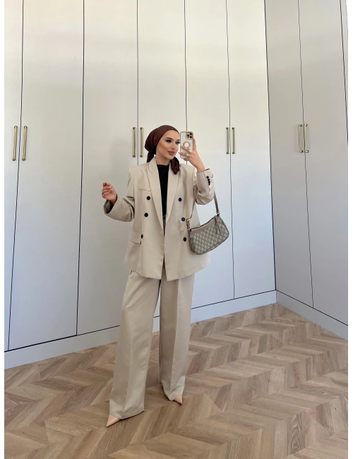 Ennas Ceketli Takım - Krem