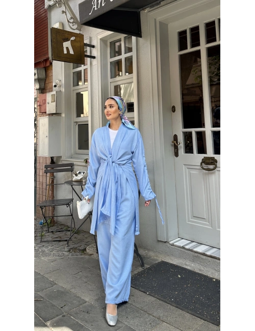 Ester Bağlamlı Takım Bebe Mavisi