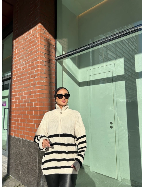 Fermuarlı Serü Triko Kazak