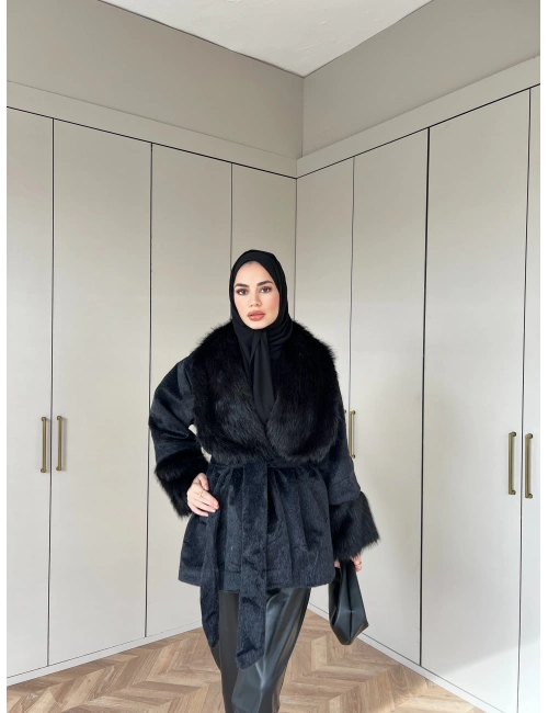 Gesso Kürk Mont - Siyah