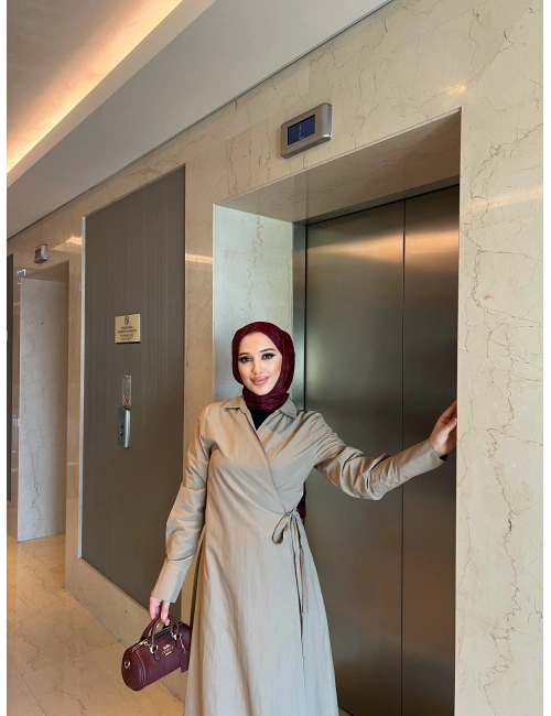 Havas Çapraz Elbise - Sütlü Kahve