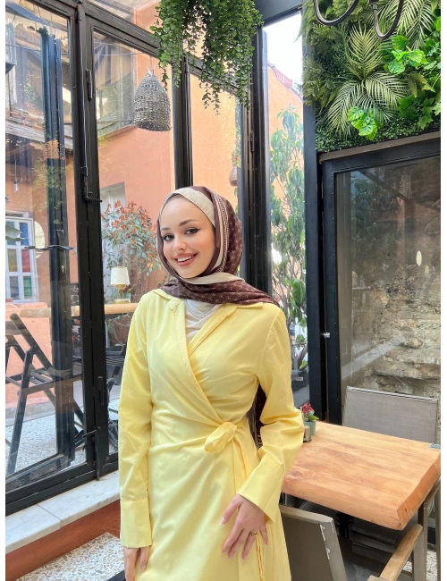 Havas Krep Elbise - Sarı