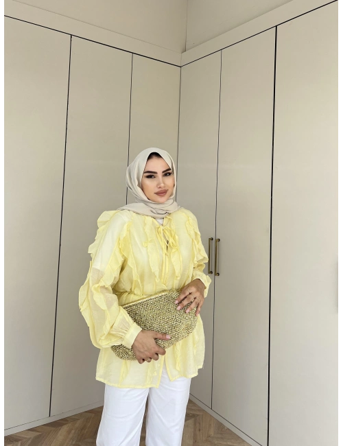 Hello Fırfırlı Gömlek - Sarı