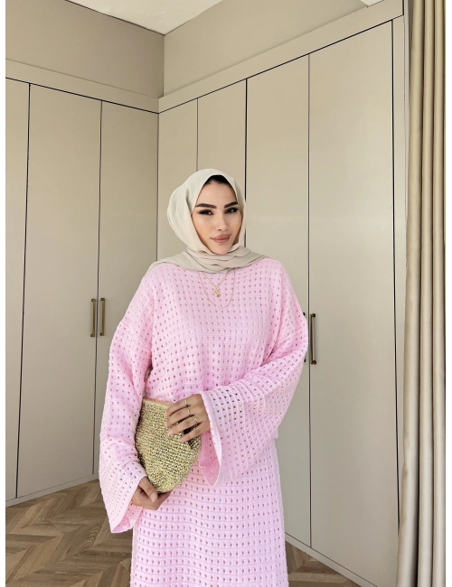 İrem Triko Etekli Takım - Pembe