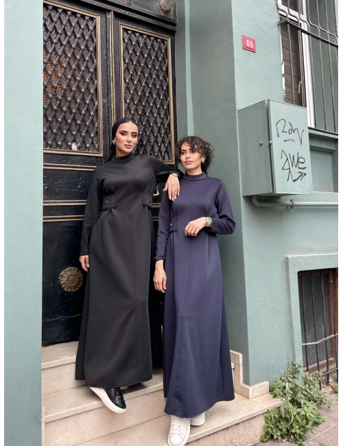 Kamelya Scuba Elbise Siyah