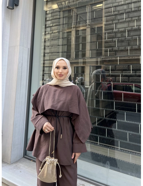 Kemerli Juli Takım - Kahve
