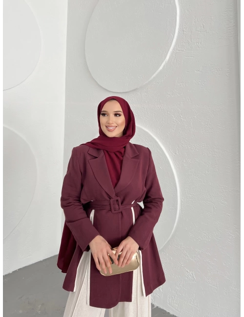 Keten Halime Takım - Bordo