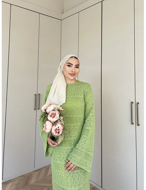 Lotus Triko Elbise - Yeşil