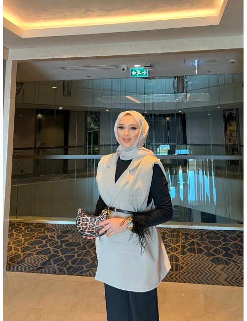 Nes Vatka Detaylı Yelek - Krem