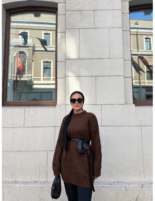 Örgü Desen Lesa Kazak Acı Kahve